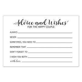 Advice and Wishes Cards for The Happy Couple, Mr and Mrs, Bride & Groom, Newlyweds, Wedding Advice Cards Perfect for Bridal Shower, Wedding, Wedding Guest Book Alternative, Pack of 50 4x6 Inch