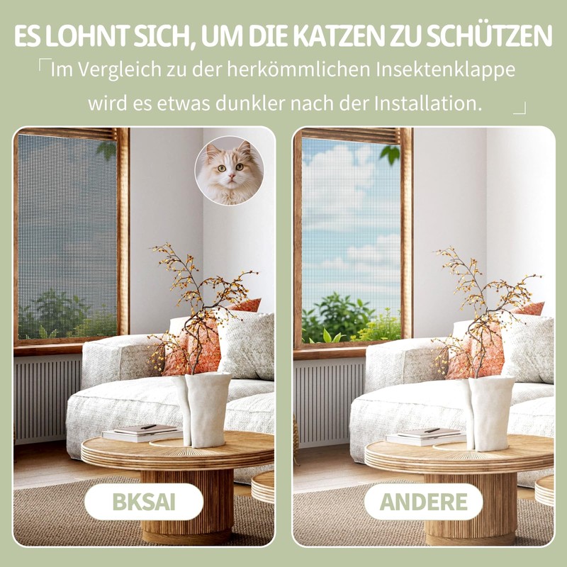 BKSAI Window Fly Screen, Cat Screen, No Drilling, Cat Net,