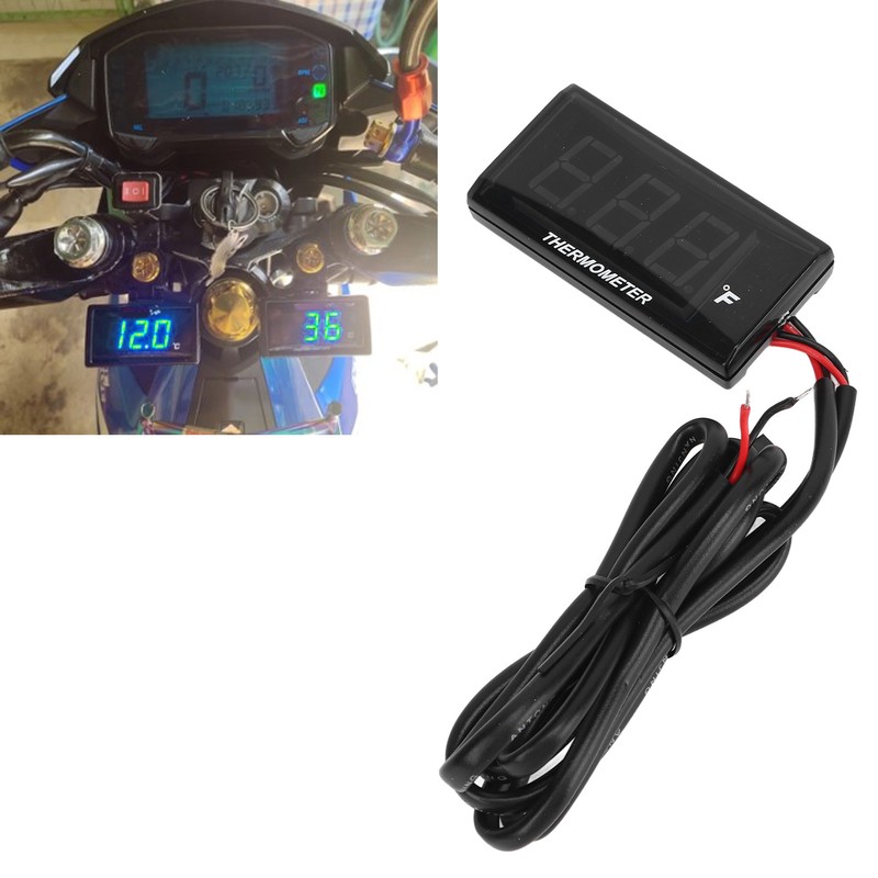 Motorcycle Water Temperature Gauge Ultra Thin LCD Display ABS Housing