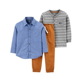 Simple Joys By Carter's Baby Boys 3-piece Playwear Pants Set, Chambray, 4T US