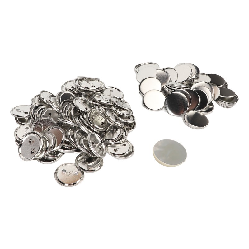 100 Set Pin Back Button Parts Blank Smoothing Metal Durable