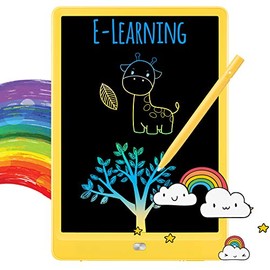 TEKFUN LCD Writing Tablet Doodle Board, 10inch Colorful Drawing Tablet Writing Pad, Girls Gifts Toys for 3 4 5 6 7 Year Old Girls Boys (Yellow)