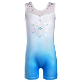 Gymnastics leotard for girls 4t 5t shiny diamond dance snowflake froze blue