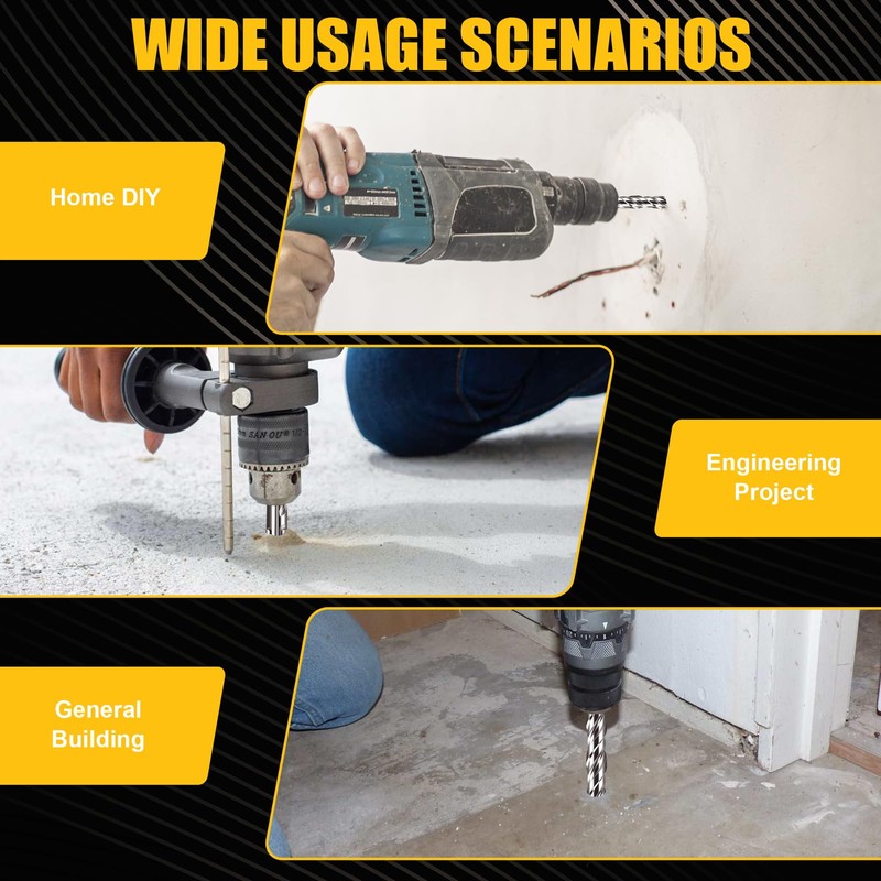 Becollo 3/8x39 SDS-Plus Rotary Hammer Drill Bit, Carbide Tip 4-Cutter