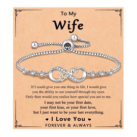 Infinity Love Heart Bracelets for Women Girls, Birthday Christmas Valentine's Day Jewelry Gifts for Her - Style: Wife