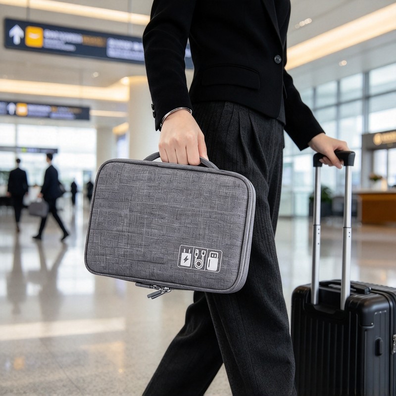 Waterproof Electronic Organizer Bag for Travel –3-Layer Large Capacity Canvas