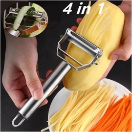Pelador 4 en 1 de Cocina GENTERUN – Acero Inoxidable, Cortador y Rallador