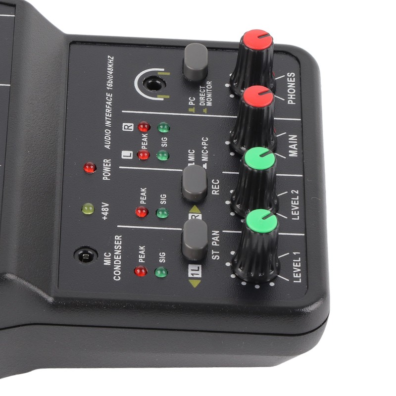 2 Channels Audio Mixer USB 48V Phantom Power Compact Sound