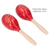 2 Pcs Maracas Red Carved Wooden Sand Ball Percussion Instrument