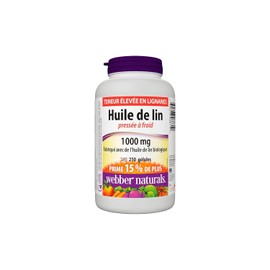 Webber Naturals Flaxseed Oil 1000 mg, 210 Softgels, Plant Source Omega-3, For Heart, Brain and Cardiovascular Health