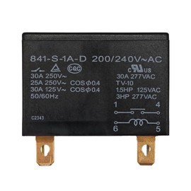 841-S-1A-D 200/240V AC General Purpose Relay - 4 Pins Relay Heavy Duty 30A 240VAC