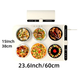 LYSXP LYSXP 2025 Food Warming Mat, 15x23.6Inch 9-Level Temperature Adjustment, Multi-Functional Food Heater for Parties and Daily Use (Beige)