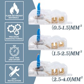 Innfeeltech Innfeeltech 10 Pcs Connecting Ternimal, 2 In 2 Out Connection Clamp,with Lever, Cable Connectors with 1.5-2.5 mm2 Conductor Clamp, Non-Stripping Wire