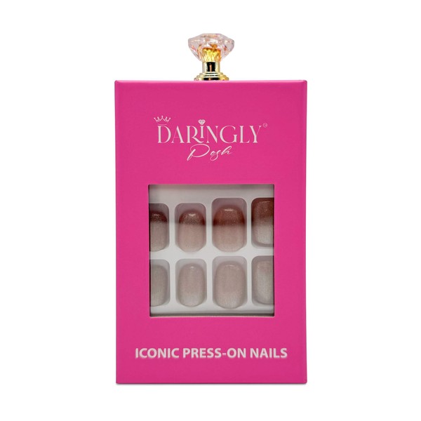 Daringly Posh Press-On Nails | Rosy Shimmy | Medium Almond
