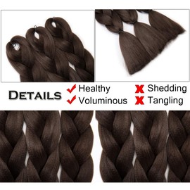 24 inch Jumbo Braiding Hair Jumbo Braid Hair Extensions Jumbo Box Braids Crochet Hair Long Rainbow Colorful for Women Kids DIY High Temperature Synthetic Fiber Medium Brown 3 Bundles