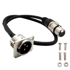 Voluty Tek XLR Patch Panel Cable Male to Female XLR Panel Mount Pass Through Connector Cable for Stage Box,Floor Box 2FT 1pc