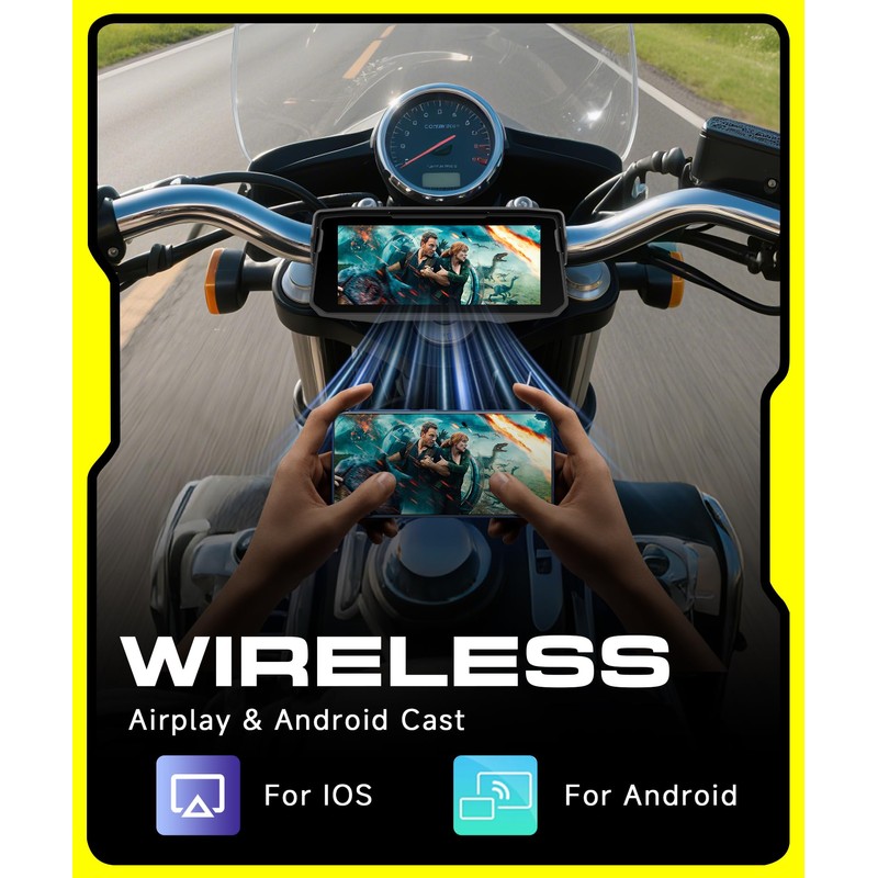 Rimoody 6.86 Inches Motorcycle Portable Carplay Car Radio with Wireless