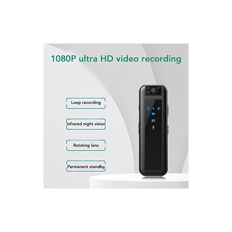 Mini Body Camera 1080P, 180 Degree Rotating Video Recorder With