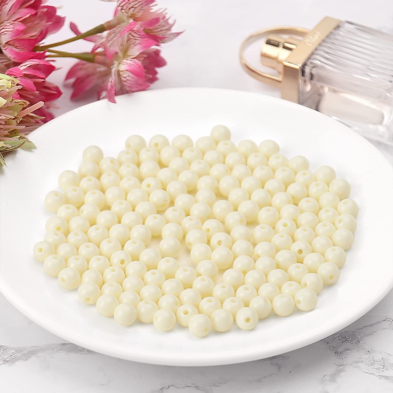 1000 bolas redondas de acrílico beige liso de 6 mm,