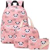 Kouxunt Panda Girls School Backpacks for Kids Teens, 3-in-1 School