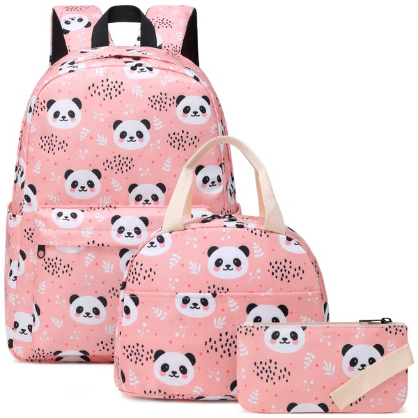 Kouxunt Panda Girls School Backpacks for Kids Teens, 3-in-1 School