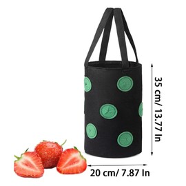 Yhuasia Pack of 2 Vegetable Plant Bags, Plant Growth Bag, Strawberry Grow Bag, 12 Hole Non-Woven Fabric Plant Hanging Basket, for Strawberries, Herbs, Vegetables and Flowers