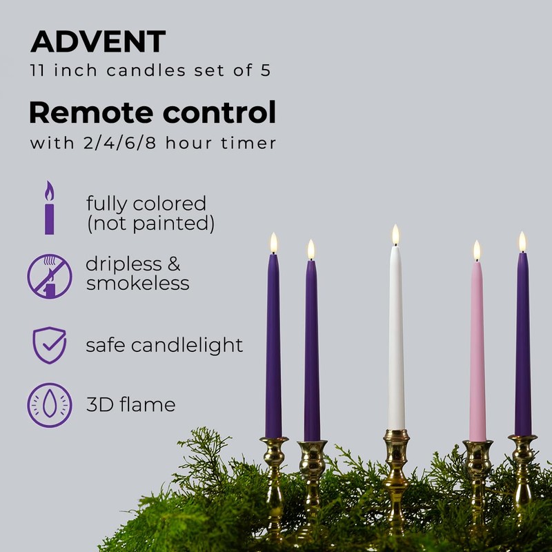 Stmarry Flameless Advent Candles, Set of 5 - Flickering LED
