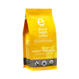 Ethical Bean Coffee Sweet Espresso Medium Dark Roast Fairtrade Organic Coffee, 227g