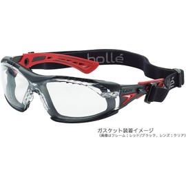 bollé SAFETY Rush+ Goggles, 4-Piece Set, (Goggles, Gasket Kit, Pouch, Original Cloth) ((Pouch) Red/Black, ESP)