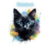  Black Kitty on a Colorful Paint Splash Notebook: Journal for Cat Lovers