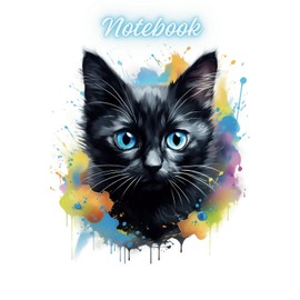  Black Kitty on a Colorful Paint Splash Notebook: Journal for Cat Lovers