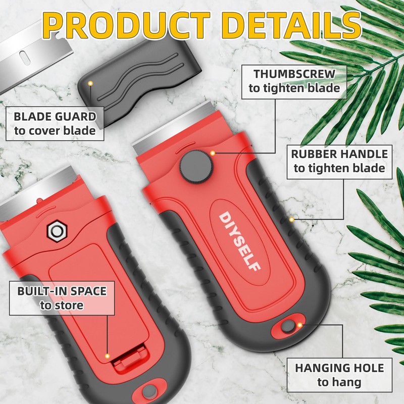DIYSELF 1 Pack Razor Blade Scraper with 15 Extra Blades,