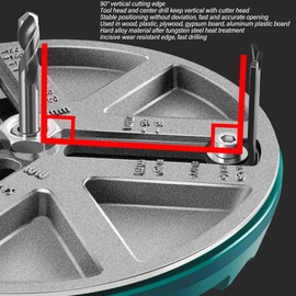 ANKROYU Hole Cutter Drill Bit, Zinc Aluminum Alloy Adjustable Punching Saw Drill Tool, Hole Saw Cutter, 90 Degree Vertical Blade for Sawing Solid Core Plate