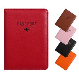 Passport Covers,RFID Blocking Passport Travel Book Holder Cover Case,H HOME-MART PU Leather Document Organizer Protector,for Credit & ID Cards, Boarding Passes,Red