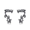 Leaf Ear Cuff Earrings Sterling Silver Black Leaf Cuff Earrings
