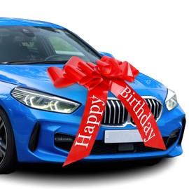 Moosono Large Red Bow for Car, Gift Bow, Large, Giant Car Bow, Car Bow for Bicycle and Bow with Suction Cup, 18th Birthday Car (23 inches Happy Birthday)