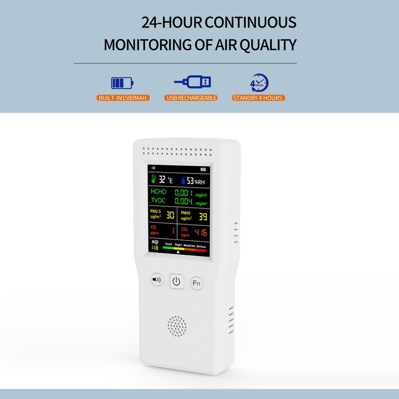 Handheld Portable Air Quality Detector 9 In 1 Temperature Humidity
