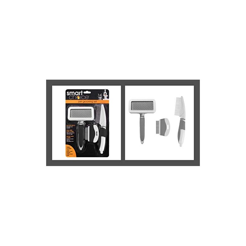 Smart Choice Pet Grooming 3-Piece Set, Black/White & Grey/White, 0.25