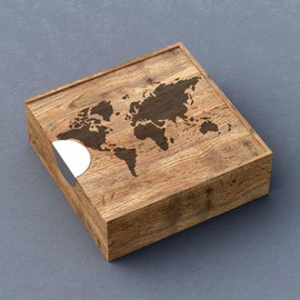 NAKLEO Painting Stencil for Crafts A4 21 x 30 cm, Craft World Map Holiday Pattern, Reusable Plastic DIY & Scrapbooking Drawing Stencil, Decoupage Art Template, Wall Fabric Furniture Wood