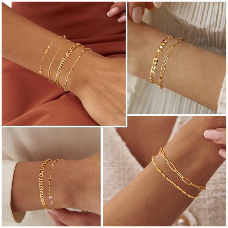 Dochais 5 Piece Bracelet Gold Set Women's Bracelet Adjustable Women's