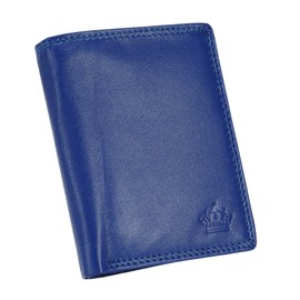 Manza Men's Leather Wallet with RFID Protection - Genuine Leather Wallet for Men - Extra Sturdy Double Stitching - 13 Slots for Credit Cards - Wallet in Portrait Format, blue, Portrait