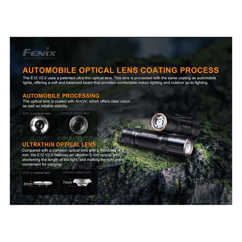 FENIX Light Black 77mm Portable EDC Flashlight CA18 LED Brightness