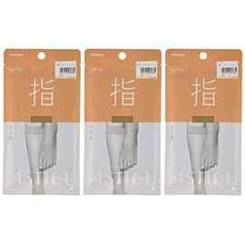Atsugi Women's Stockings, Astigu Fingers, 5 Toes, Below Knee Length, 3 Pair Set, nude beige
