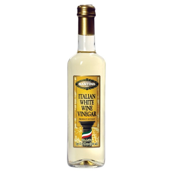 Mantova Italian White Wine Vinegar 17 oz (Pack of 2). Made with traditional methods and aged in fine wood casks, it retains the flavor of the wine, accented by the crisp character of the vinegar.