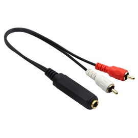 zdyCGTime 6.35mm to 2 RCA Y Splitter Cable, Gold-Plated 6.35mm (1/4 inch) TRS Female to 2 (Dual) RCA Male Stereo Audio Y Splitter Extension Adapter Cable (12Inch/30CM)
