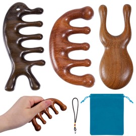 ZPTEE 3 Pcs Wooden Scalp Massager, No Static Wide Tooth Comb for Head Scalp, Head Massage Tools, Scalp Detox Comb for Scalp, Acupressure, Gua Sha, Good for Health, Relieve Fatigue