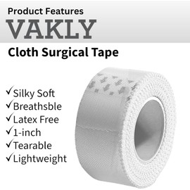 Cloth Medical First Aid Tape 1" x 10 Yards [Pack of 6 Rolls] Lightweight Breathable Silk-Like Microporous Self Adhesive Latex Free Hypoallergenic Bandage and Wound Dressing Tape (6)