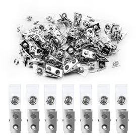 Enenes Pin Style Combi Clip Horizontal Name Badge Holders,ID Card Holder with Inserts Fit Card Size 3.38 x 2 Inch