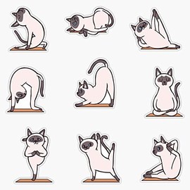 Siamese Cat Yoga Waterproof Vinyl Window Bumper Sticker Decal 5"