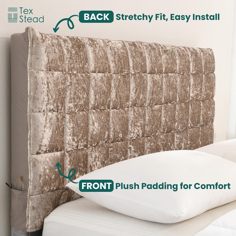 Headboard Cover Bed - Thickened Soft Stretch Slipcover Flannel Fabric,